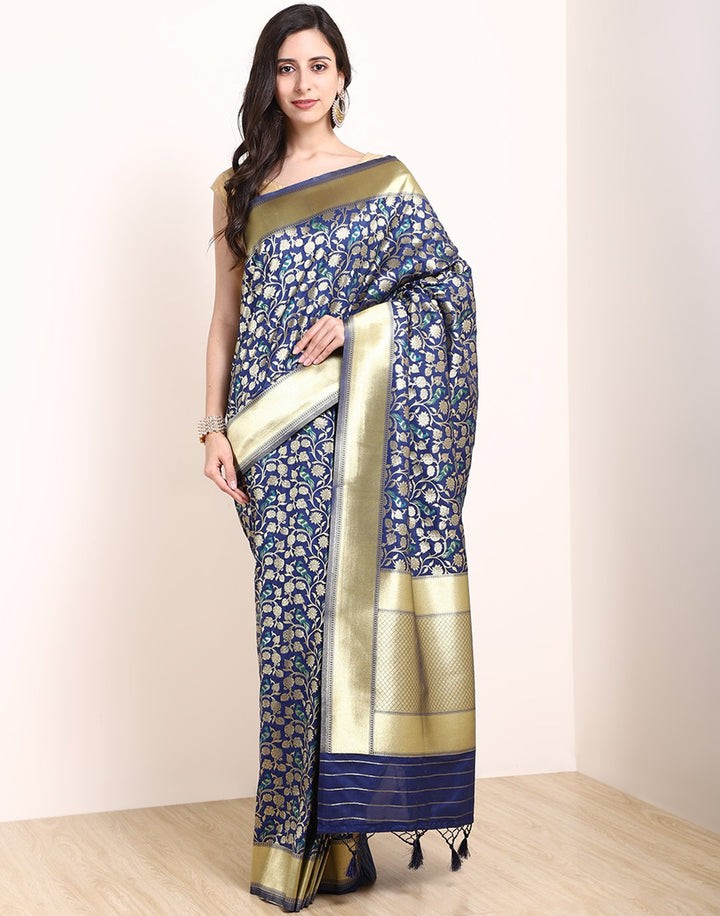 MBZ Meena Bazaar-Red Banarasi Art Handloom Saree