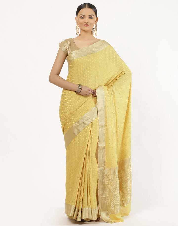 MBZ Meena Bazaar-Zari Border Booti Crepe Saree
