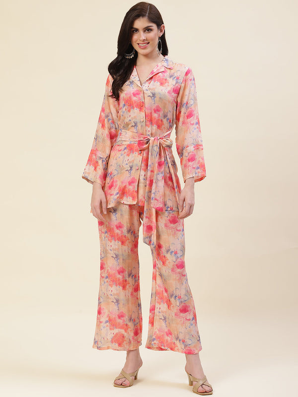 Muslin Short Kurti & Flared Pants Co-ord Set