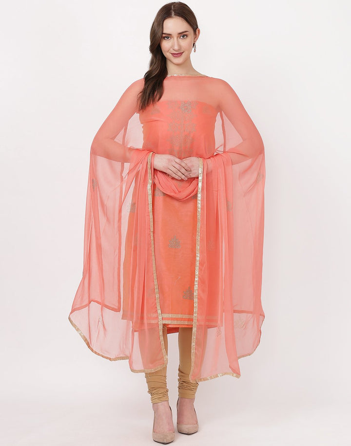 MBZ Meena Bazaar-Peach Pink Chanderi Suit Set