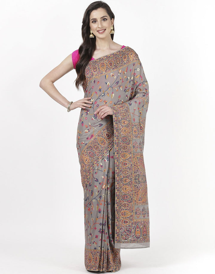 MBZ Meena Bazaar-Woven Tussar Pashmina Saree