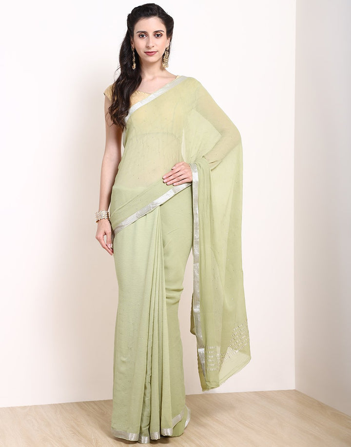 MBZ Meena Bazaar-Maroon Chiffon Saree