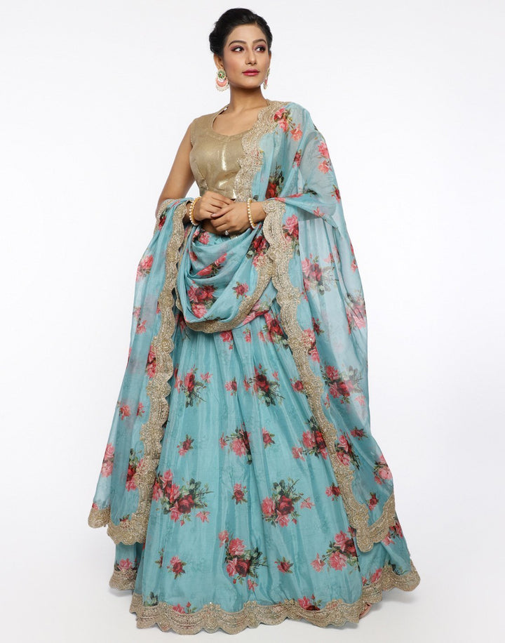 MBZ Meena Bazaar-Mustard Organza Kora Laacha