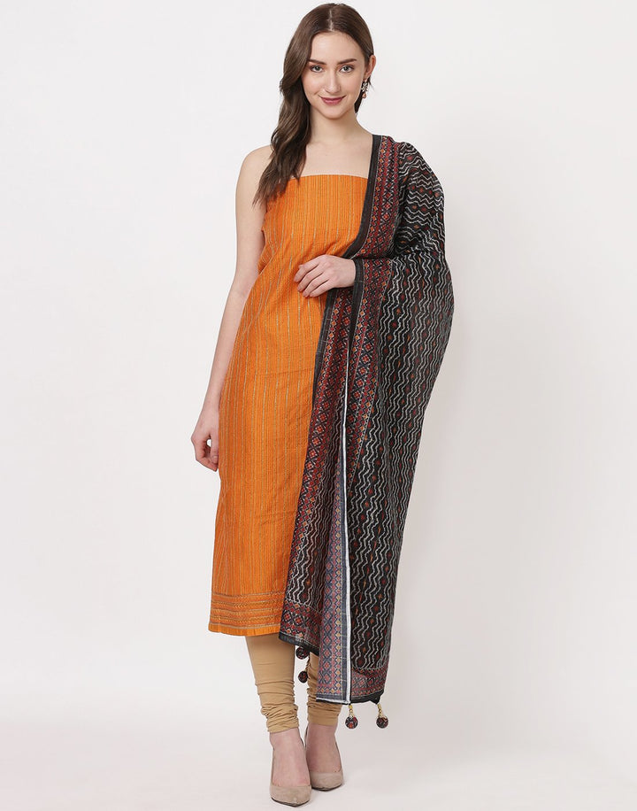 MBZ Meena Bazaar-Black Chanderi Suit Set