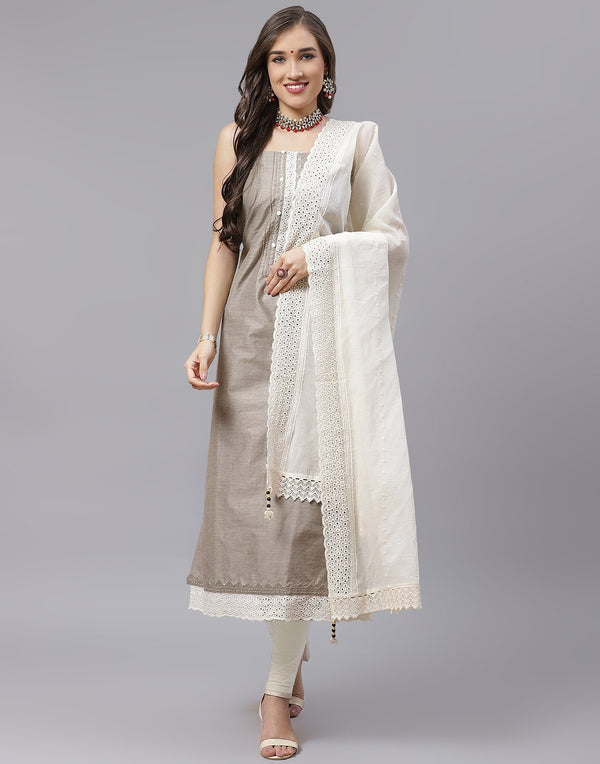 Chanderi Embroidered Suit Piece