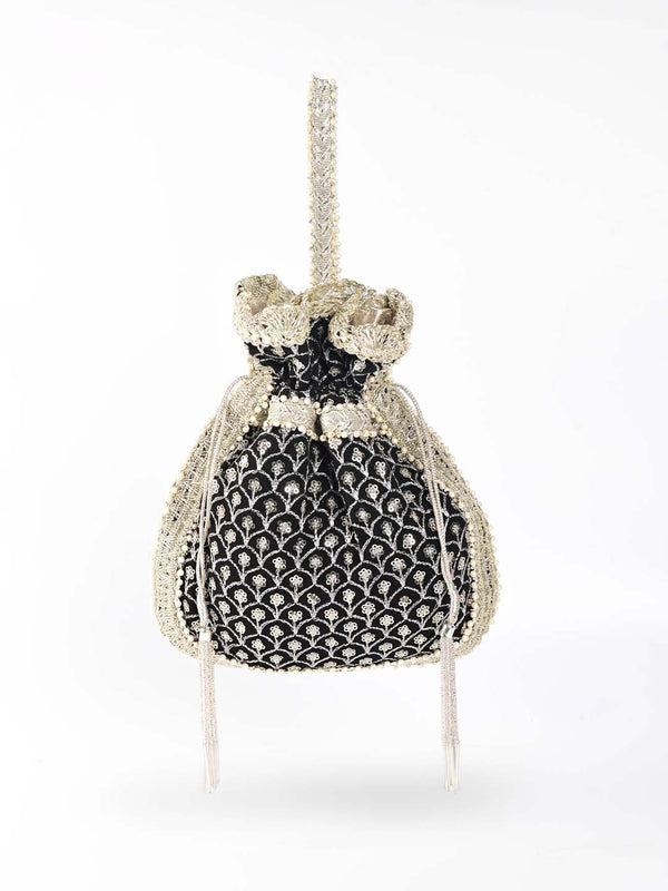 Black Sequin Embroidered Potli Bag