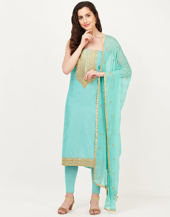 MBZ Meena Bazaar-Mustard Chanderi Suit Set