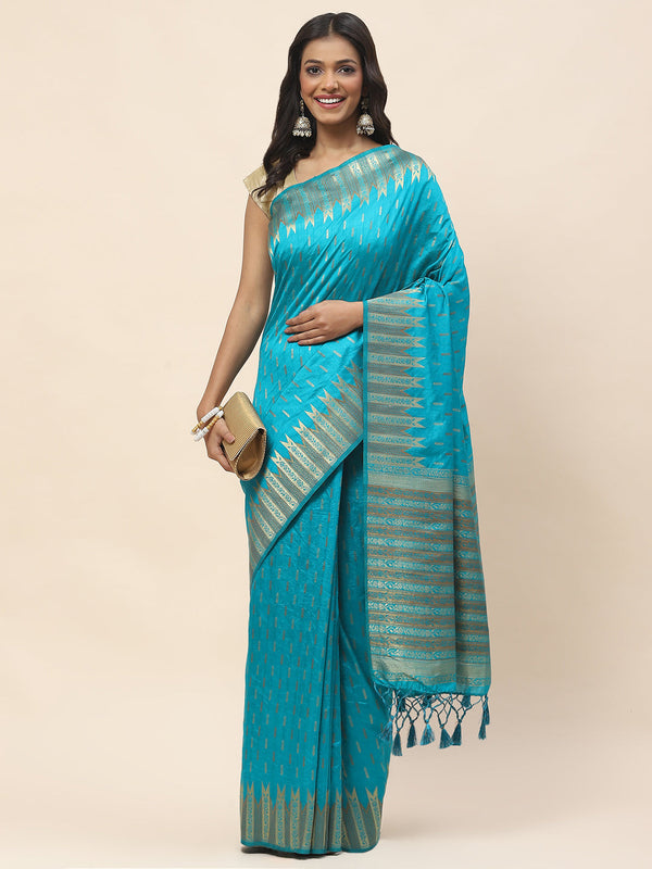 Zari Border Booti Woven Handloom Saree