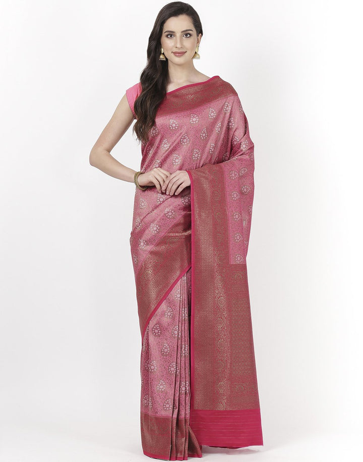 MBZ Meena Bazaar-Beige Banarasi Art Handloom Saree