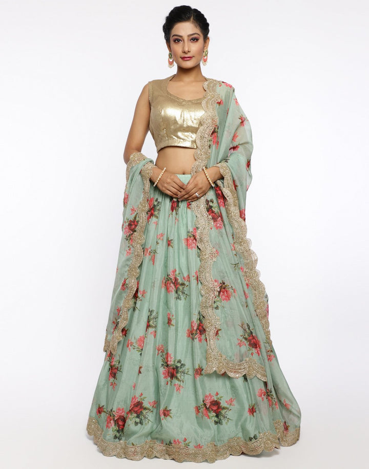 MBZ Meena Bazaar-Mustard Organza Kora Laacha