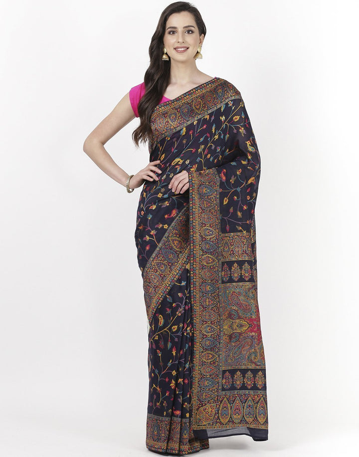 MBZ Meena Bazaar-Woven Tussar Pashmina Saree