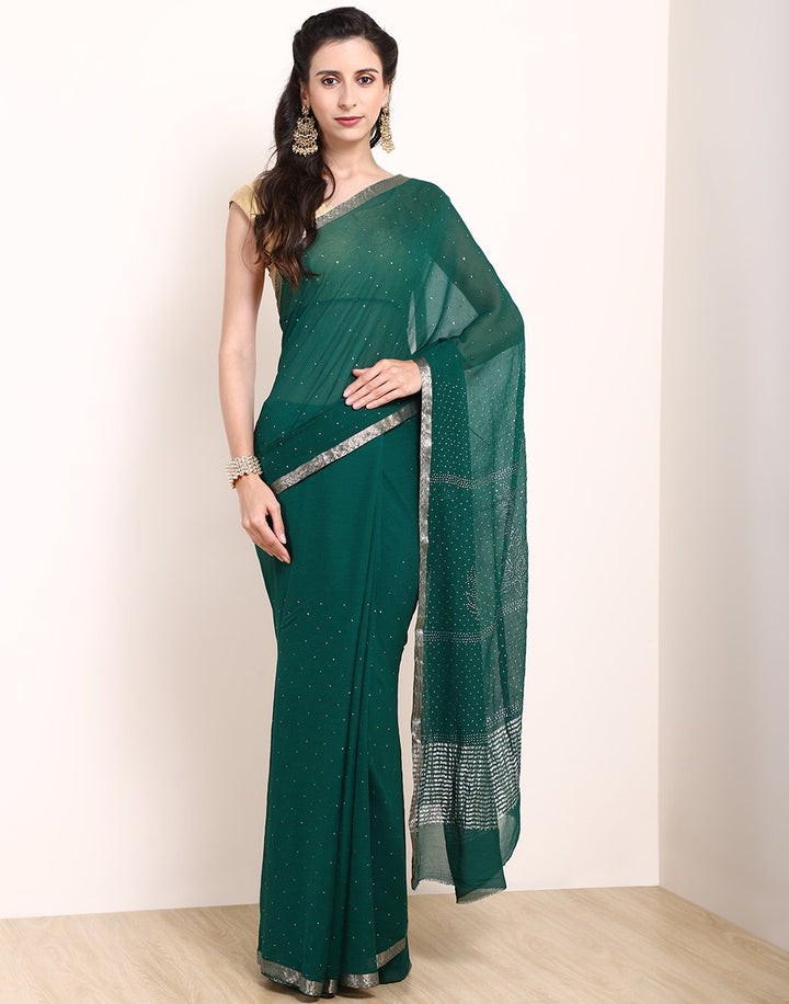MBZ Meena Bazaar-Maroon Chiffon Saree