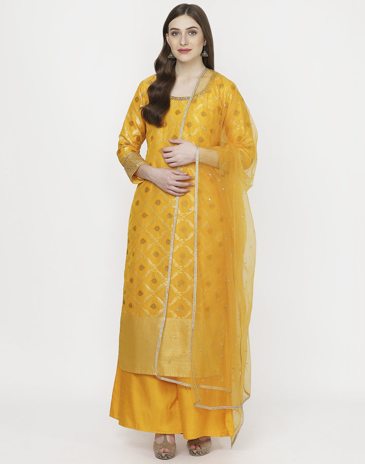 MBZ Meena Bazaar-Orange Art Handloom Salwar Kameez