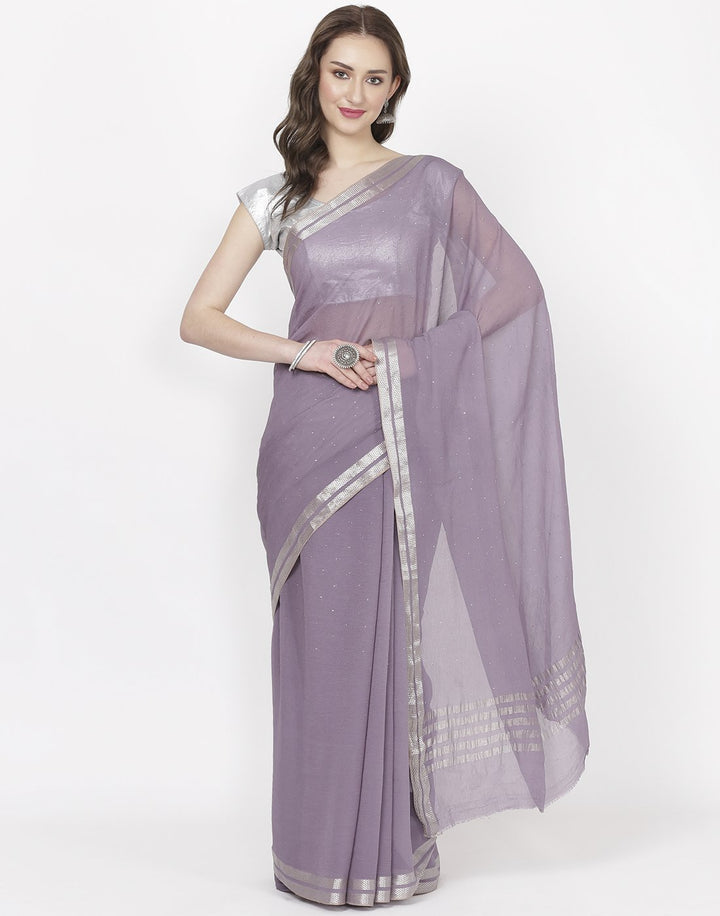 MBZ Meena Bazaar-Maroon Chiffon Saree