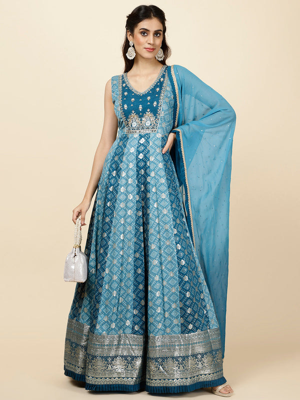 Zari Woven Chanderi Kurta With Dupatta