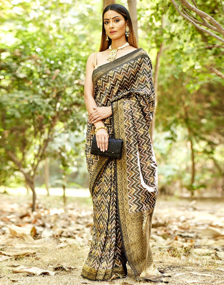 MBZ Meena Bazaar-Printed Art HAndloom Saree
