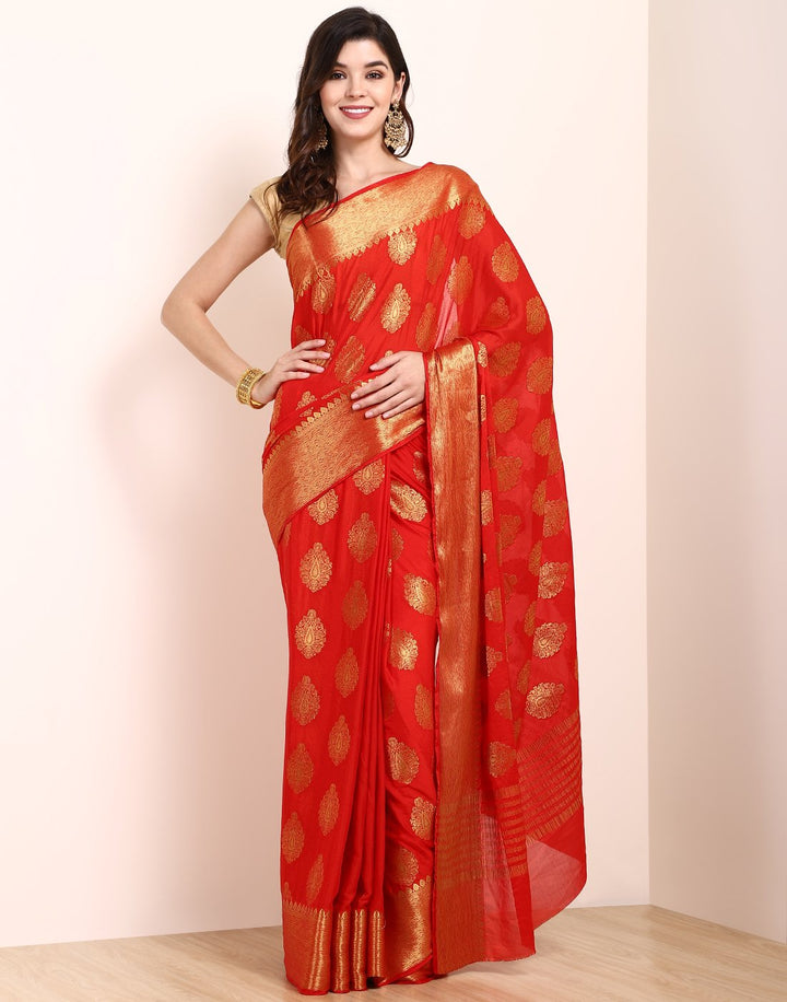 MBZ Meena Bazaar-Purple Art Crape Saree