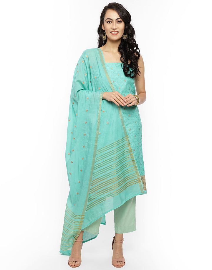MBZ Meena Bazaar-Embroidered Chanderi Suit Set