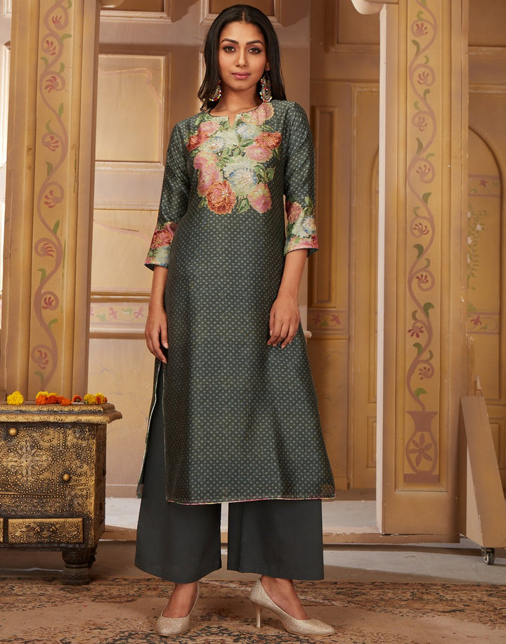MBZ Meena Bazaar-Cotton Chanderi Kurti with Palazzo
