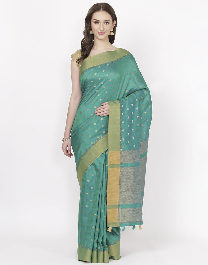MBZ Meena Bazaar-Navy Blue Art Tussar Saree