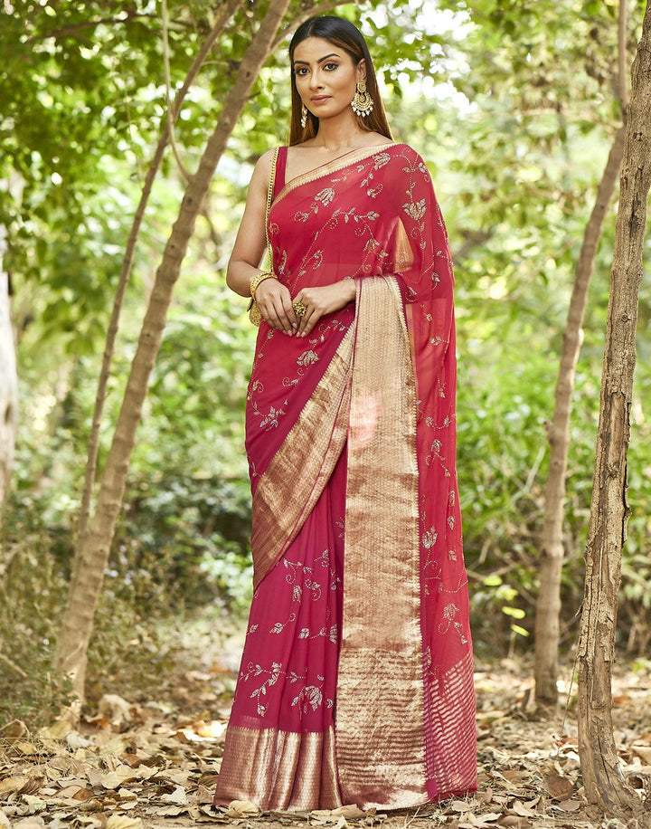 MBZ Meena Bazaar-Plain GGT Woven Saree