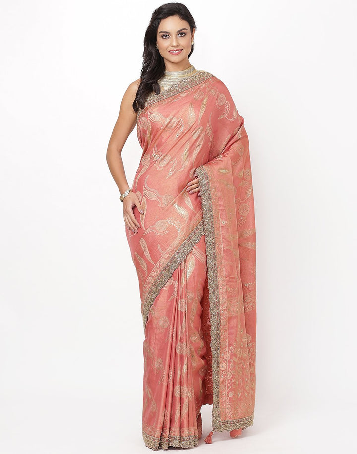 MBZ Meena Bazaar-Beige Banarasi Tissue Saree