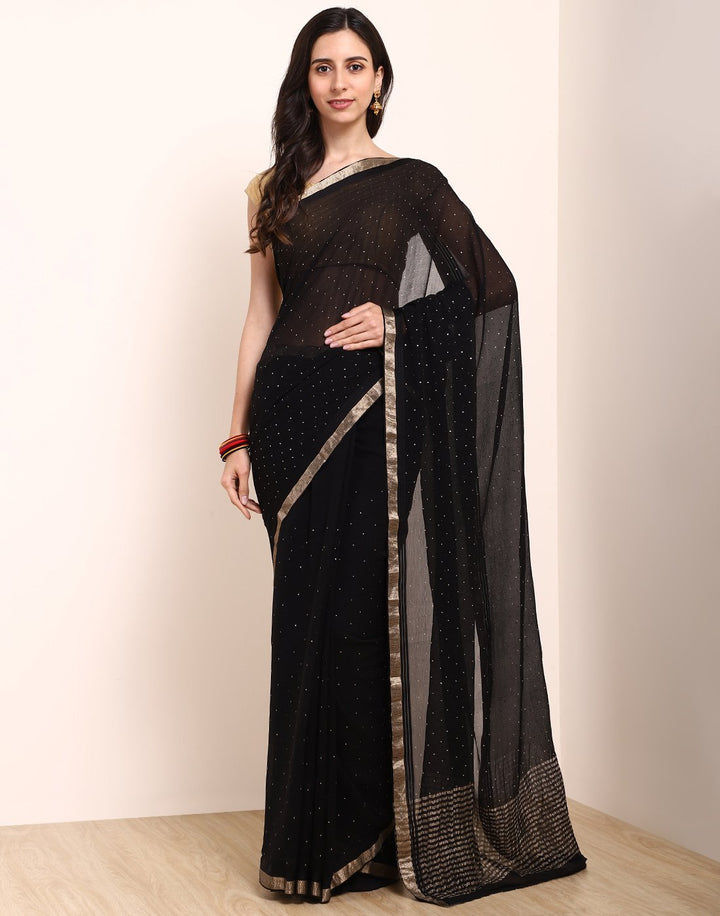 MBZ Meena Bazaar-Maroon Chiffon Saree