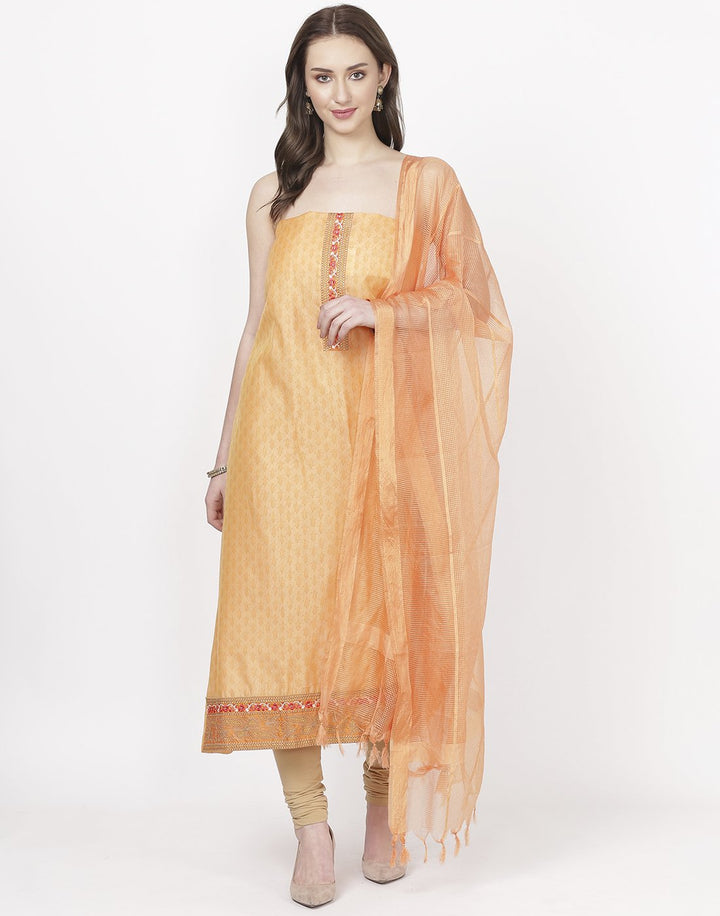 MBZ Meena Bazaar-Peach Chanderi Suit set