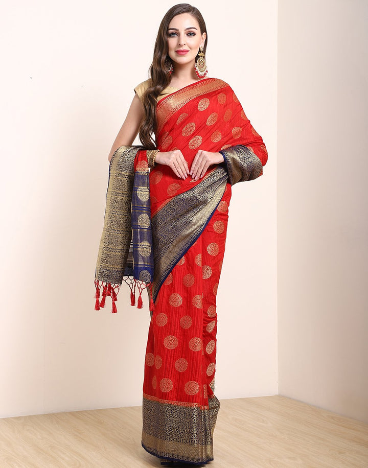 MBZ Meena Bazaar-Navy Blue Art Handloom Saree