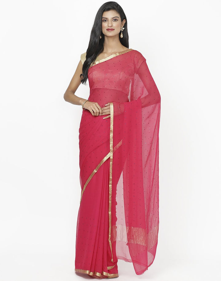 MBZ Meena Bazaar-Green Chiffon Saree