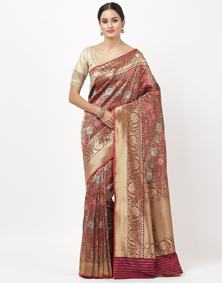 MBZ Meena Bazaar-Wine Banarasi Saree