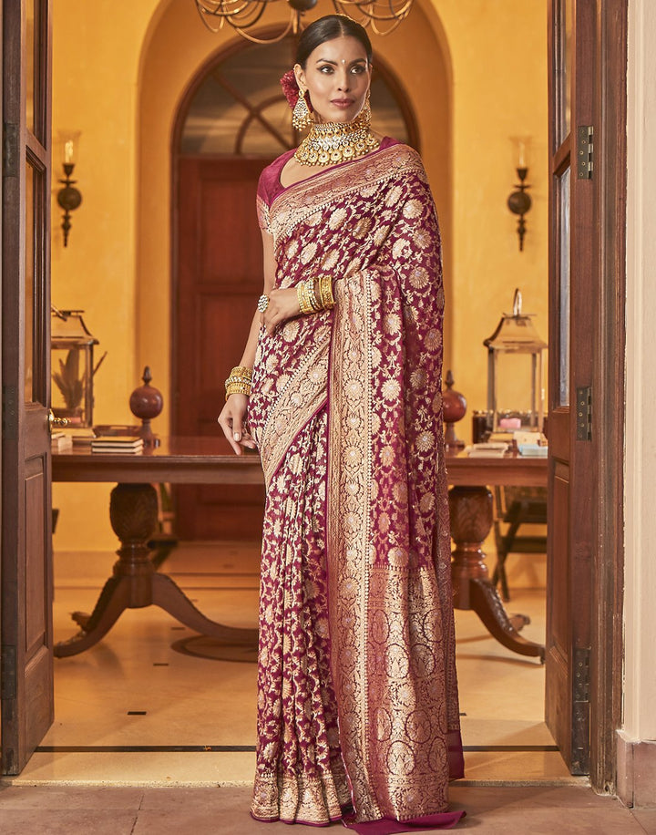 MBZ Meena Bazaar-Wine Banarasi Kaddi Saree