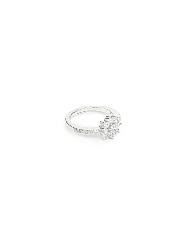 Silver & White AD Stone Ring