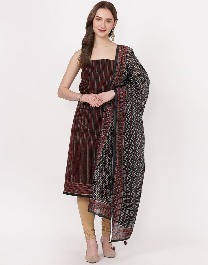 MBZ Meena Bazaar-Black Chanderi Suit Set