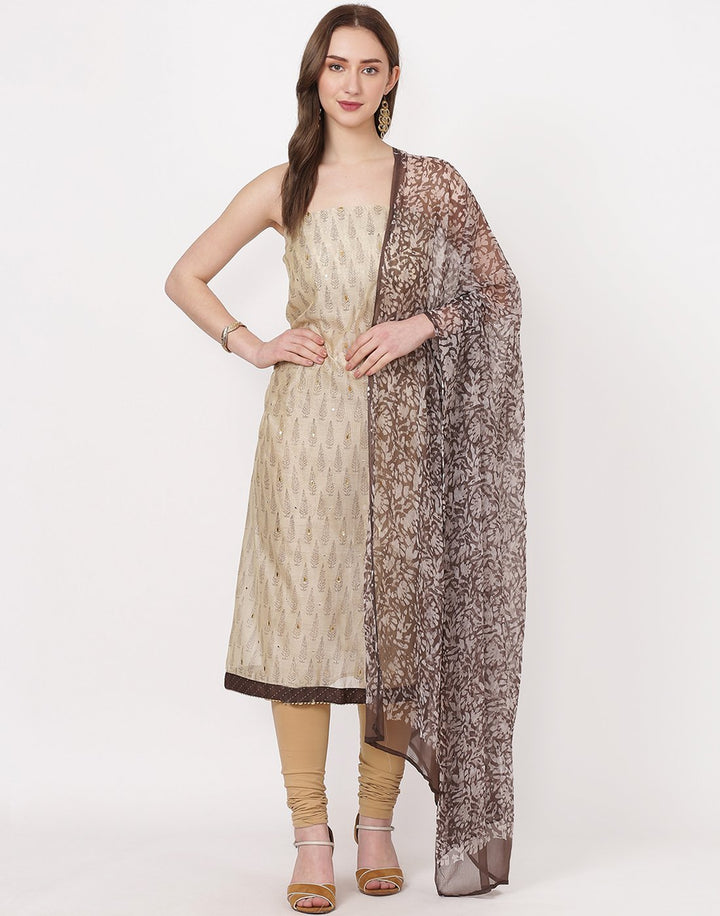 MBZ Meena Bazaar-Beige Blue Chanderi Suit Set