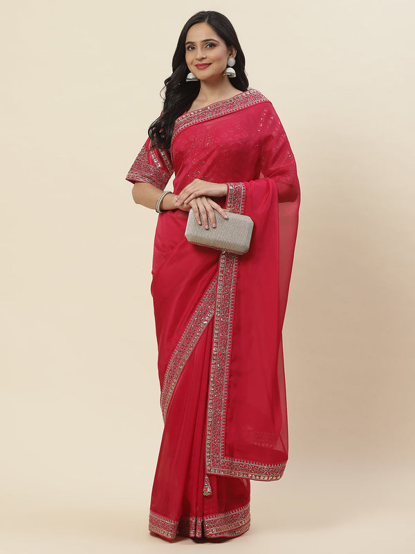 Embroidered Organza Saree