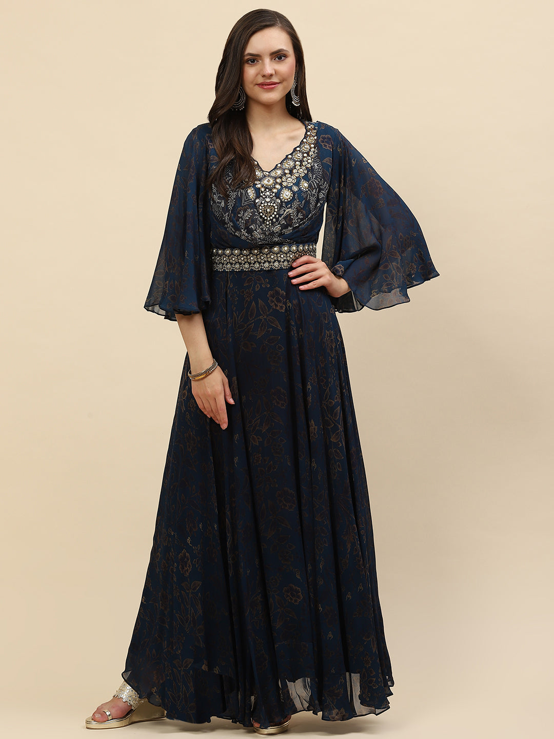 Rani Cotton Printed Thread Work Anarkali Suit – Meena Bazaar