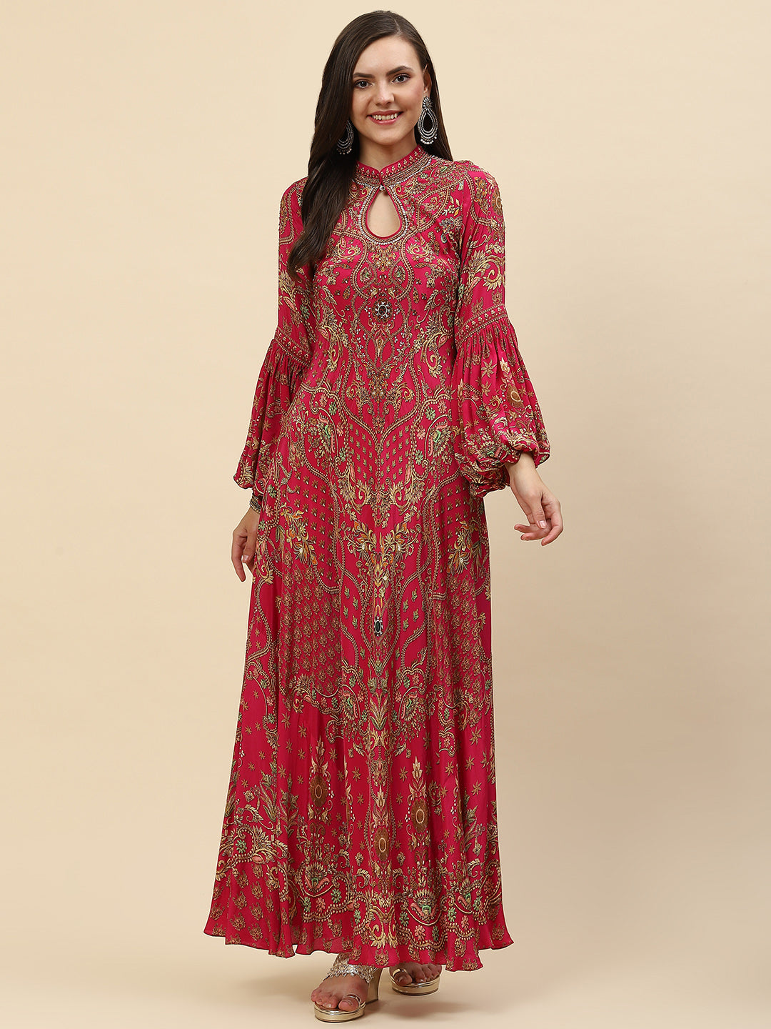 Anarkali Dress with Cape Sleeves – MEENA BAZAAR CANADA