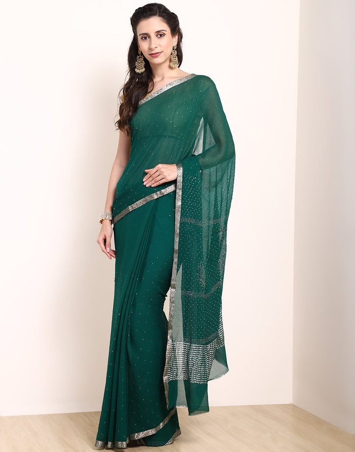 MBZ Meena Bazaar-Maroon Chiffon Saree