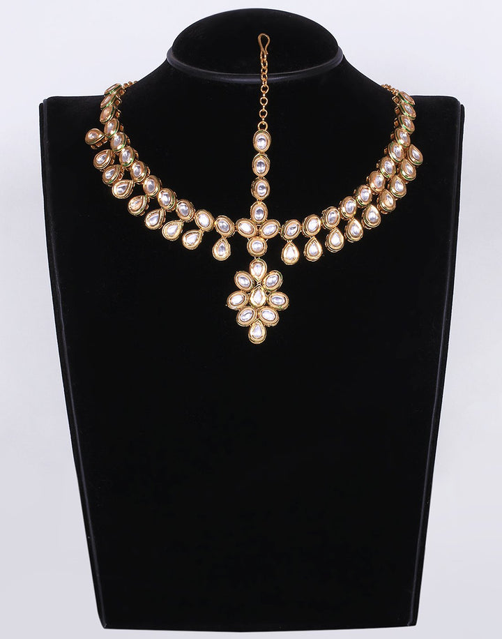 MBZ Meena Bazaar-Gold Plated Kundan Headwear