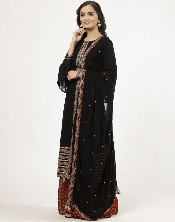 MBZ Meena Bazaar-Beautiful Navy Blue Georgette Salwaar Kameez Stitched Suit