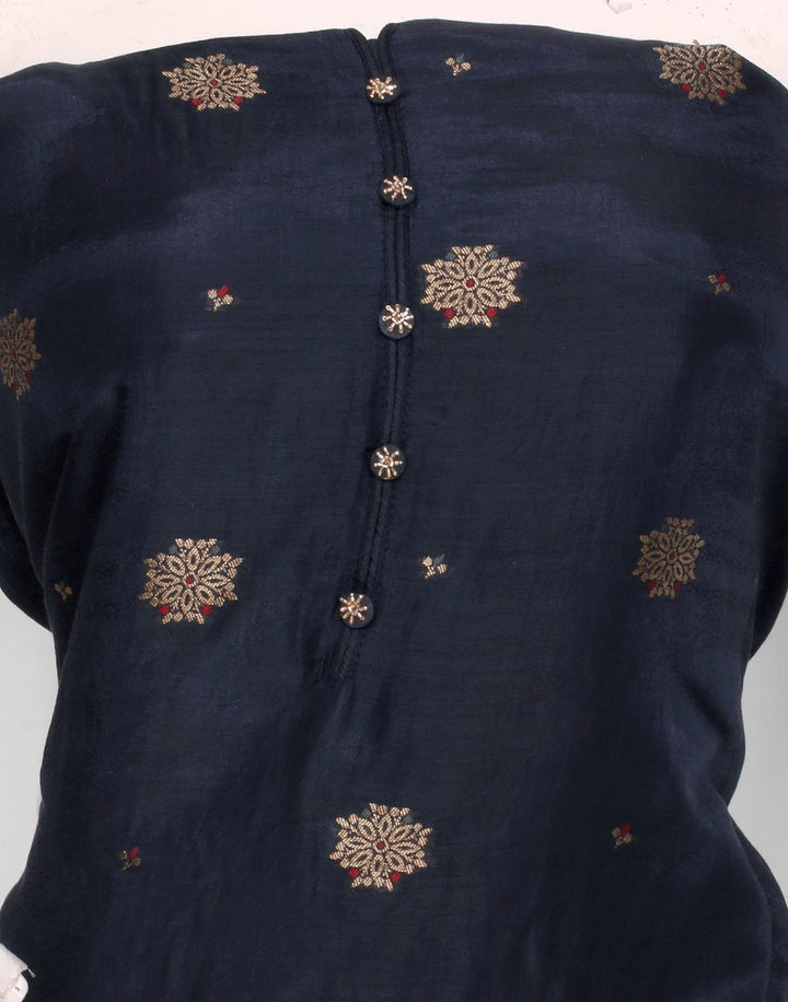 MBZ Meena Bazaar-Navy Blue Art Handloom Suit Set