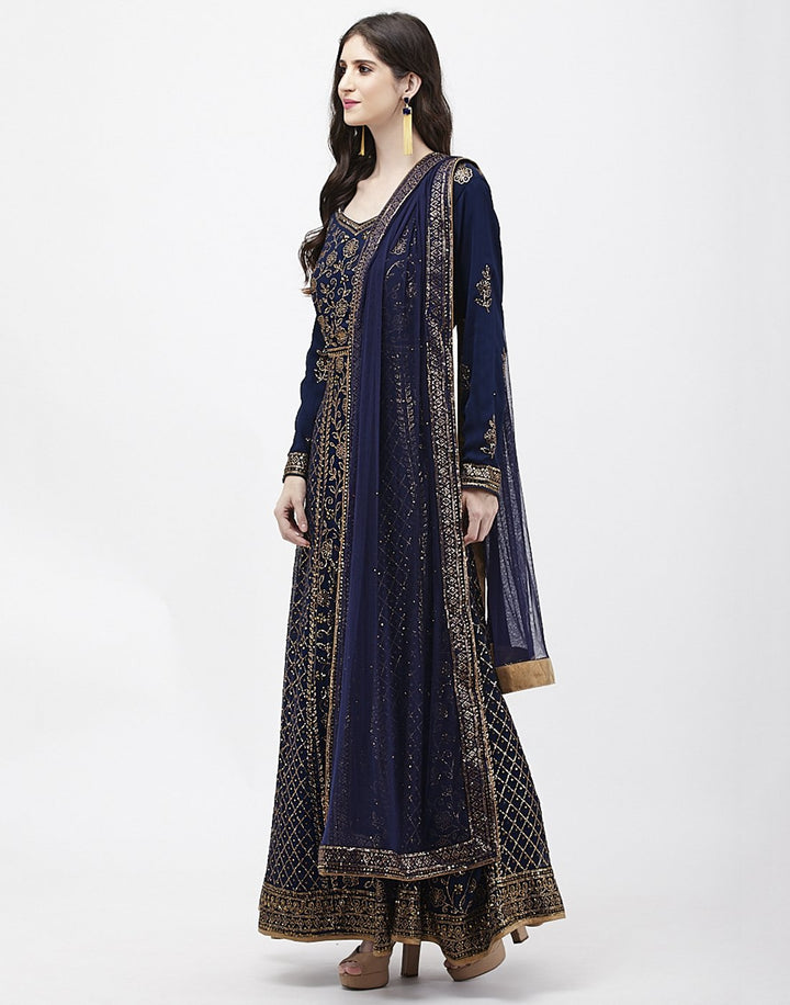 MBZ Meena Bazaar-Navy Blue Art Georgette Salwar Kameez