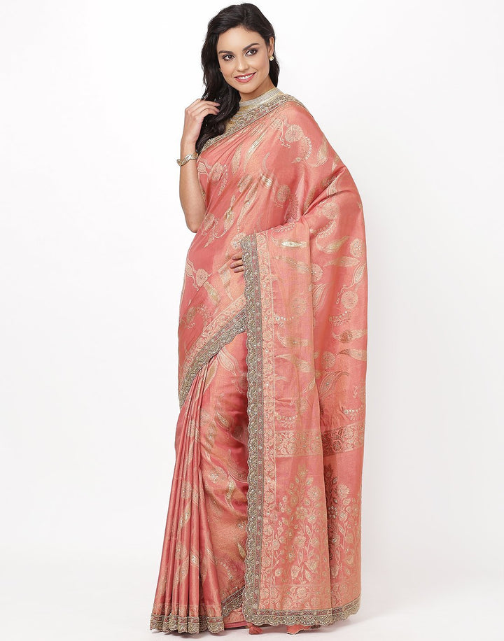 MBZ Meena Bazaar-Beige Banarasi Tissue Saree