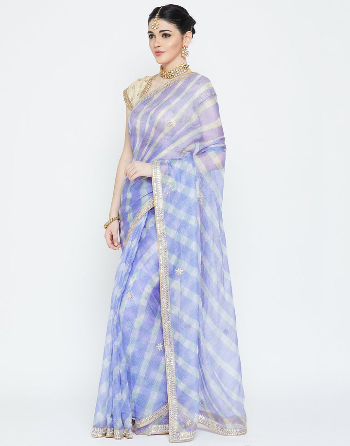 MBZ Meena Bazaar-Blue Cotton Kota Saree