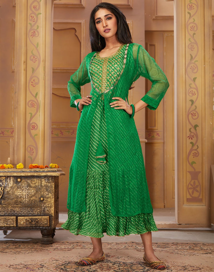 MBZ Meena Bazaar-Green Chiffon Kurti