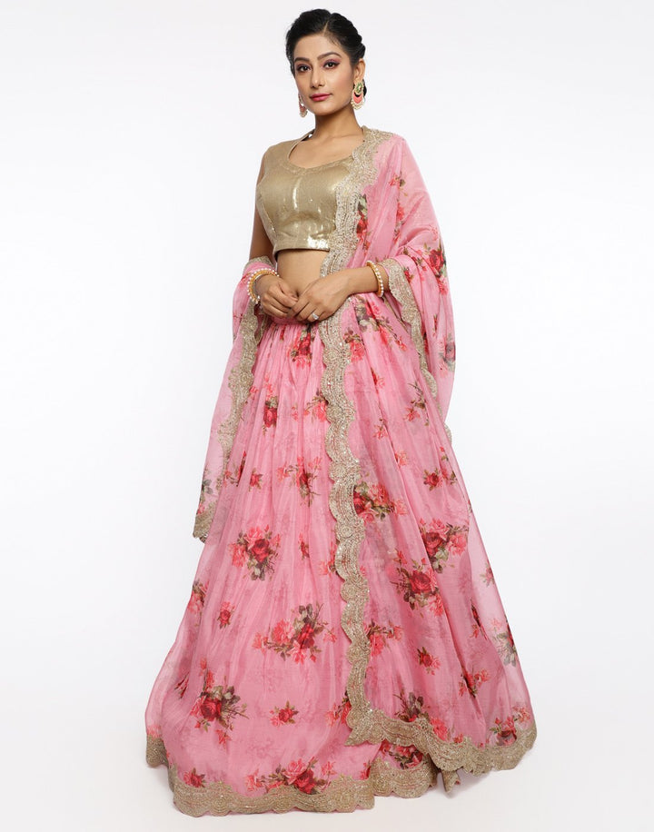 MBZ Meena Bazaar-Mustard Organza Kora Laacha