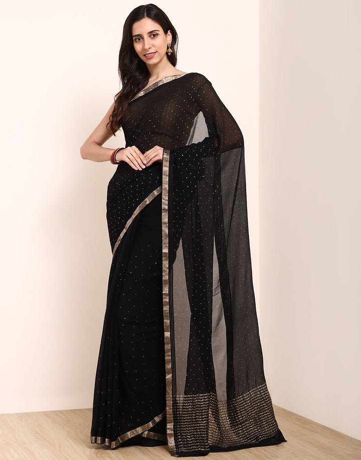 MBZ Meena Bazaar-Maroon Chiffon Saree