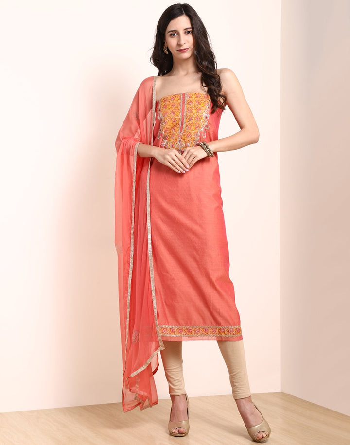 MBZ Meena Bazaar-Dusty Green Chanderi Suit Set