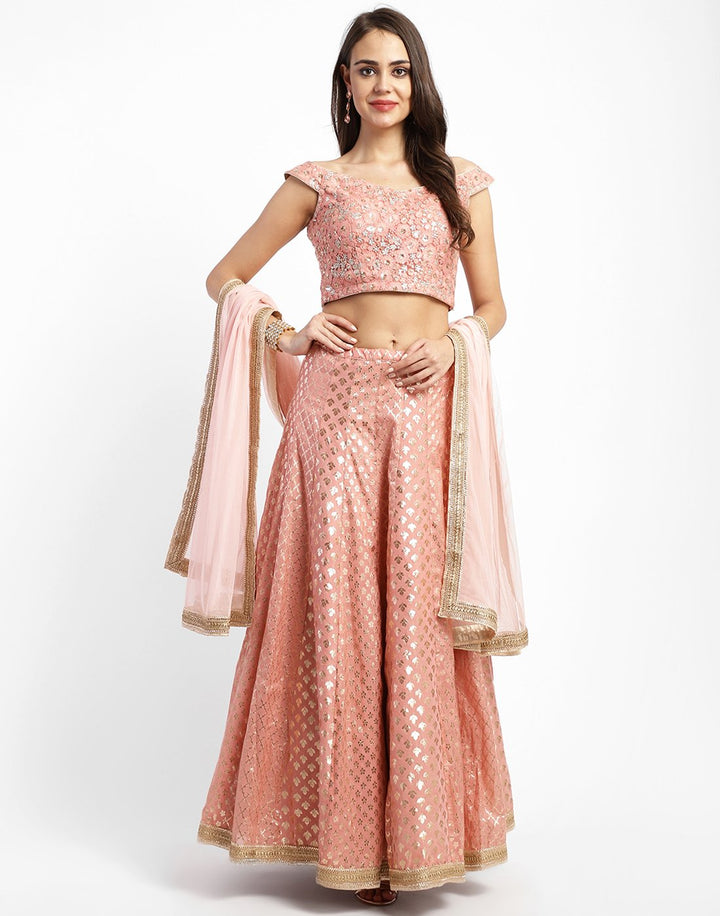 MBZ Meena Bazaar-Pink Cotton Chanderi Laacha